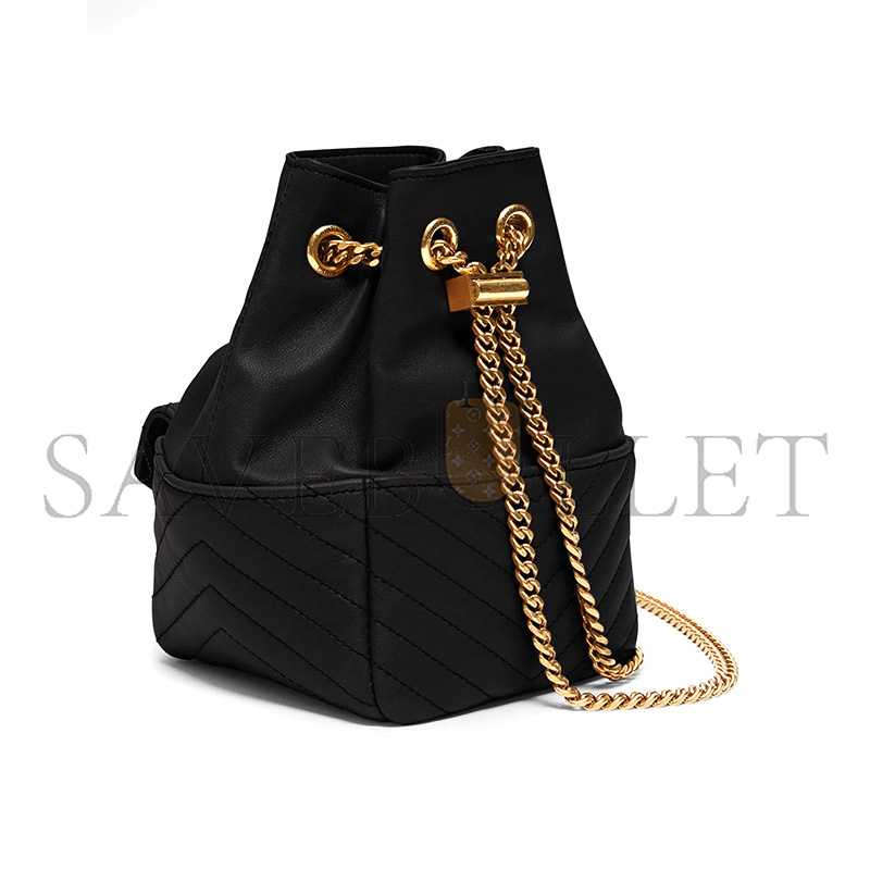 Y*L lambskin matelasse monogram joe nano bucket bag black (18*13*10cm)
